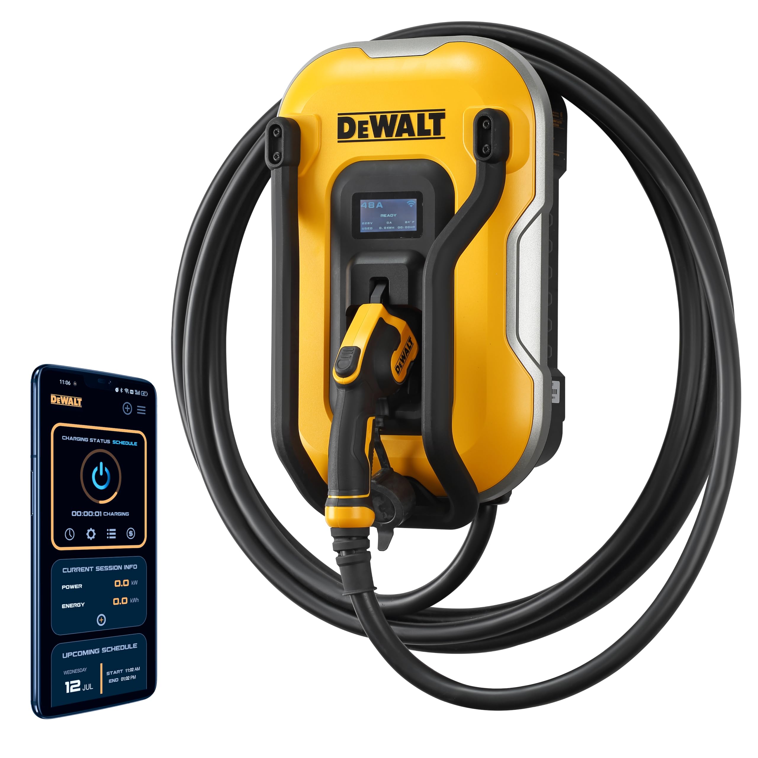dewalt-level-2-ev-charger-48a-hardwired-wall-mount-charging-station-with-app-con image 1