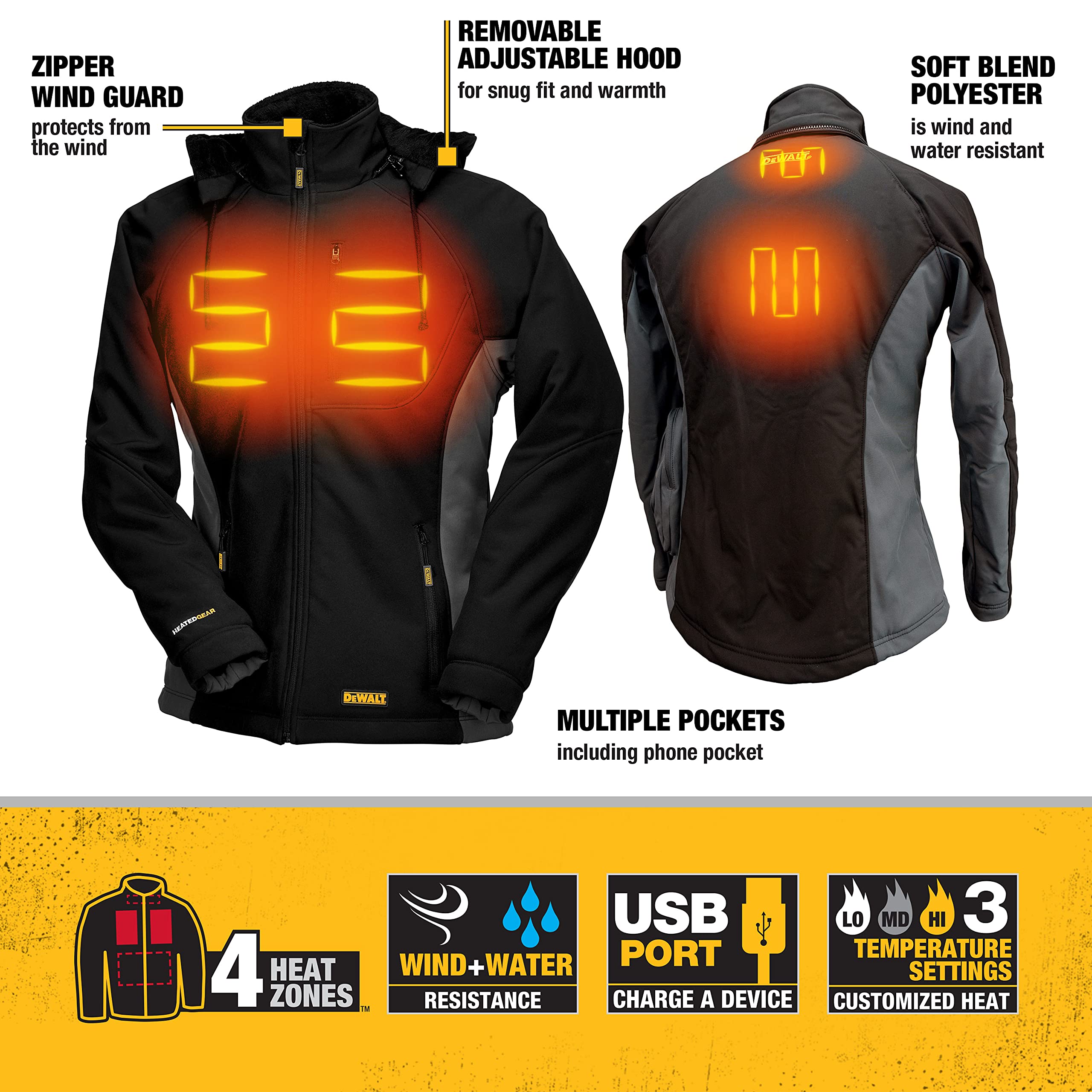 dewalt-dchj066c1-2xl-20v-12v-max-women-s-heated-jacket-kit-black-xx-large image 2