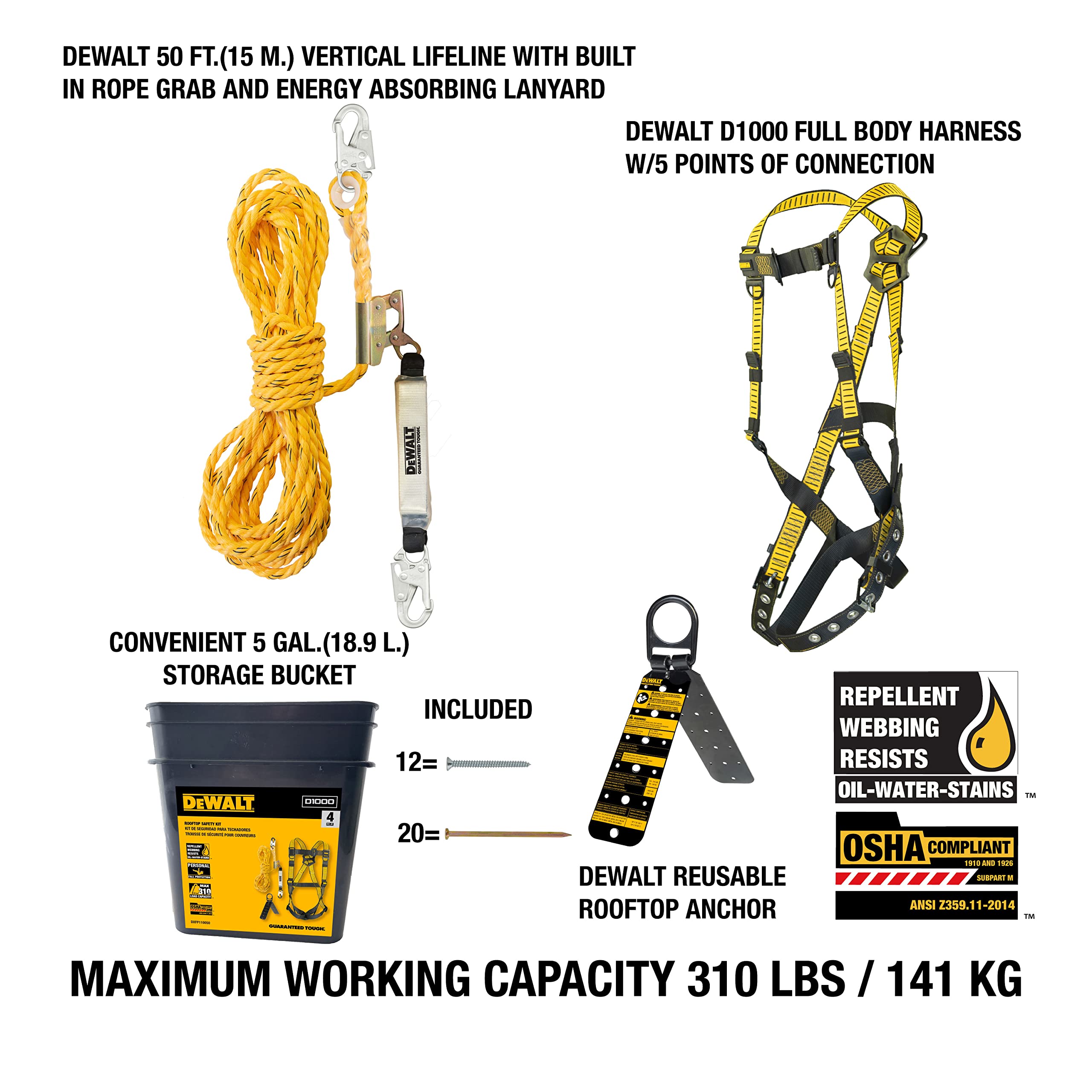 dewalt-rooftop-safety-kit-with-d1000-harness-50-vertical-lifeline-and-reusable-a image 2