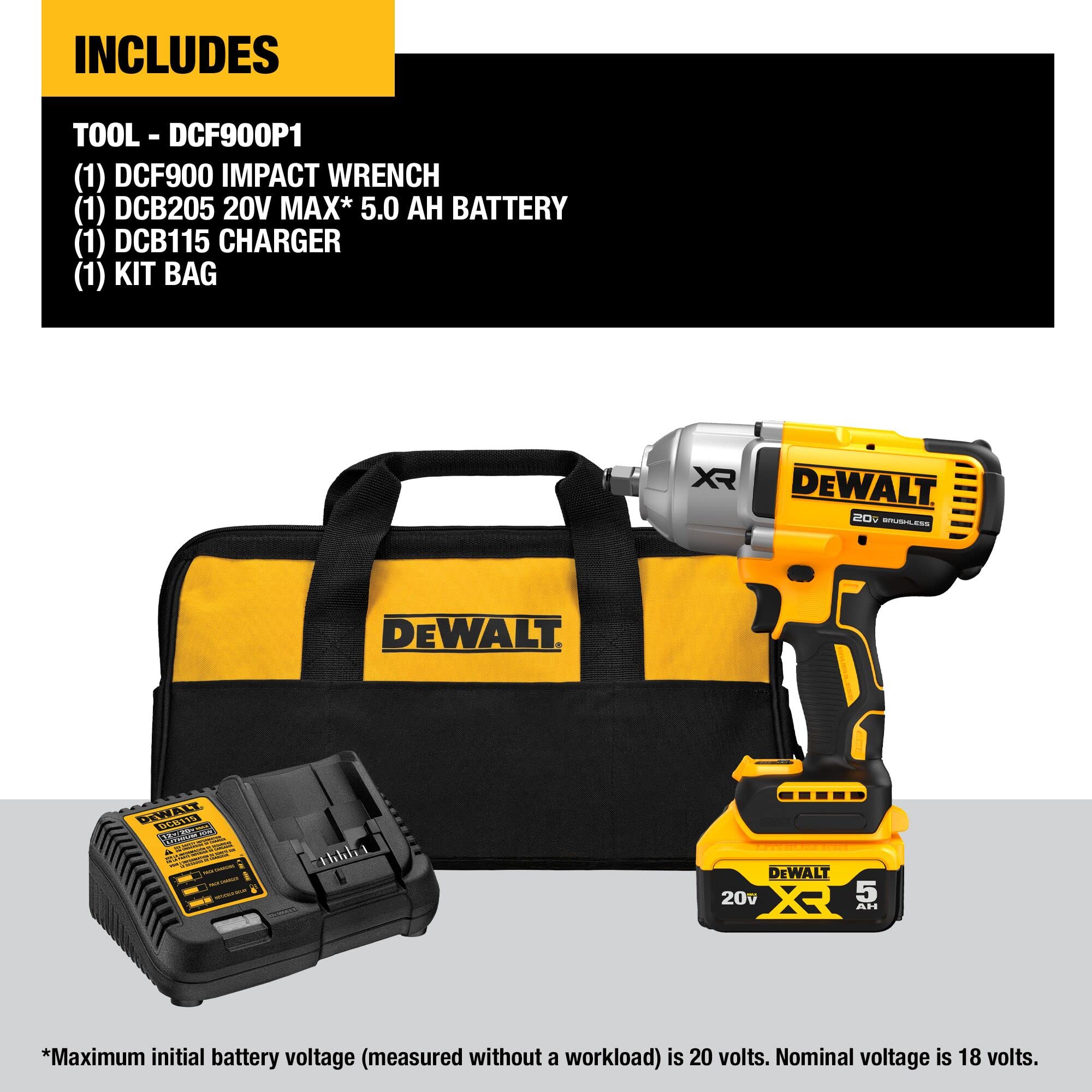 dewalt-dcf900p1-20v-max-xr-1-2-inch-high-torque-impact-wrench-kit-with-battery-c image 2