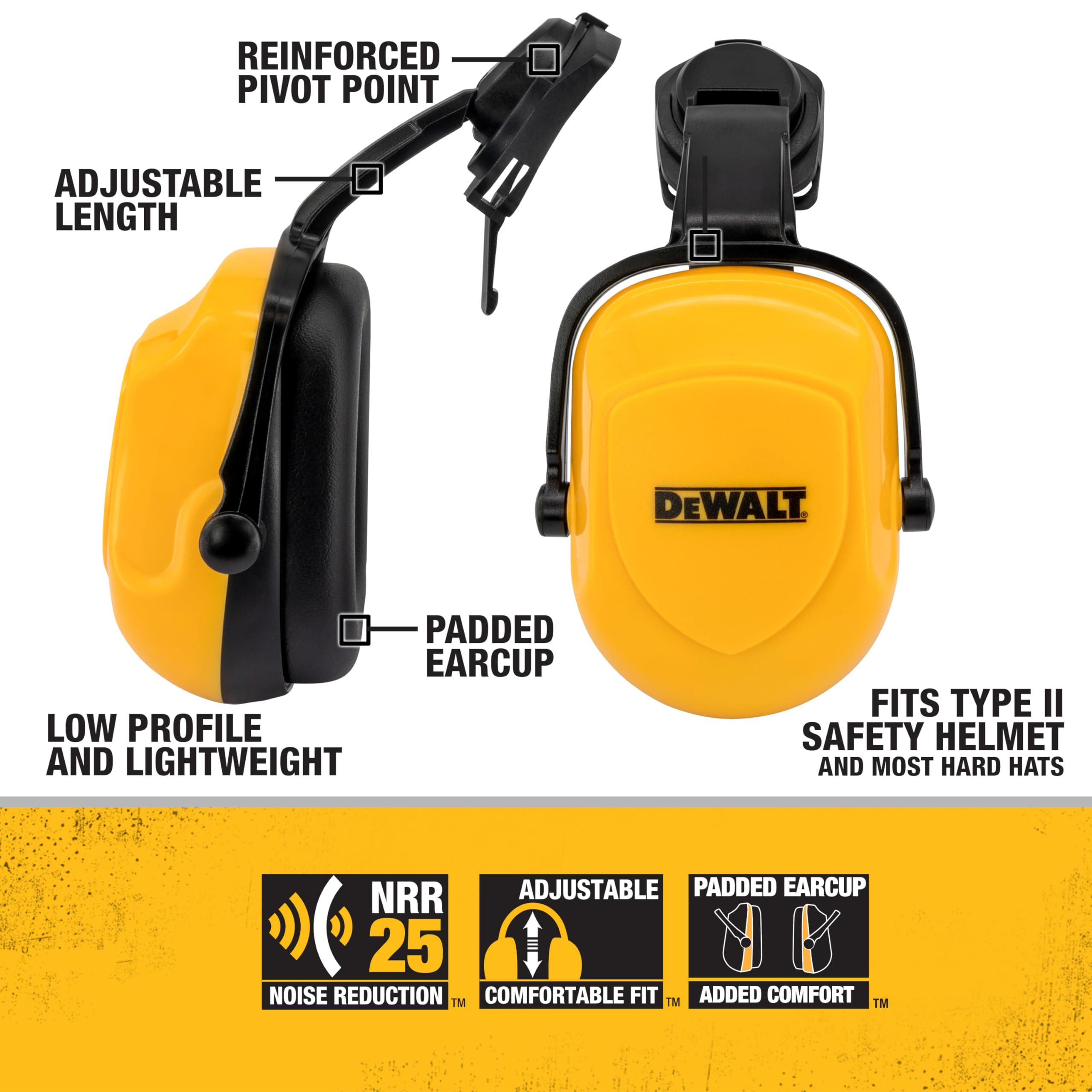 dewalt-dpg660-dielectric-cap-mount-earmuff-yellow-black-nrr-25 image 2