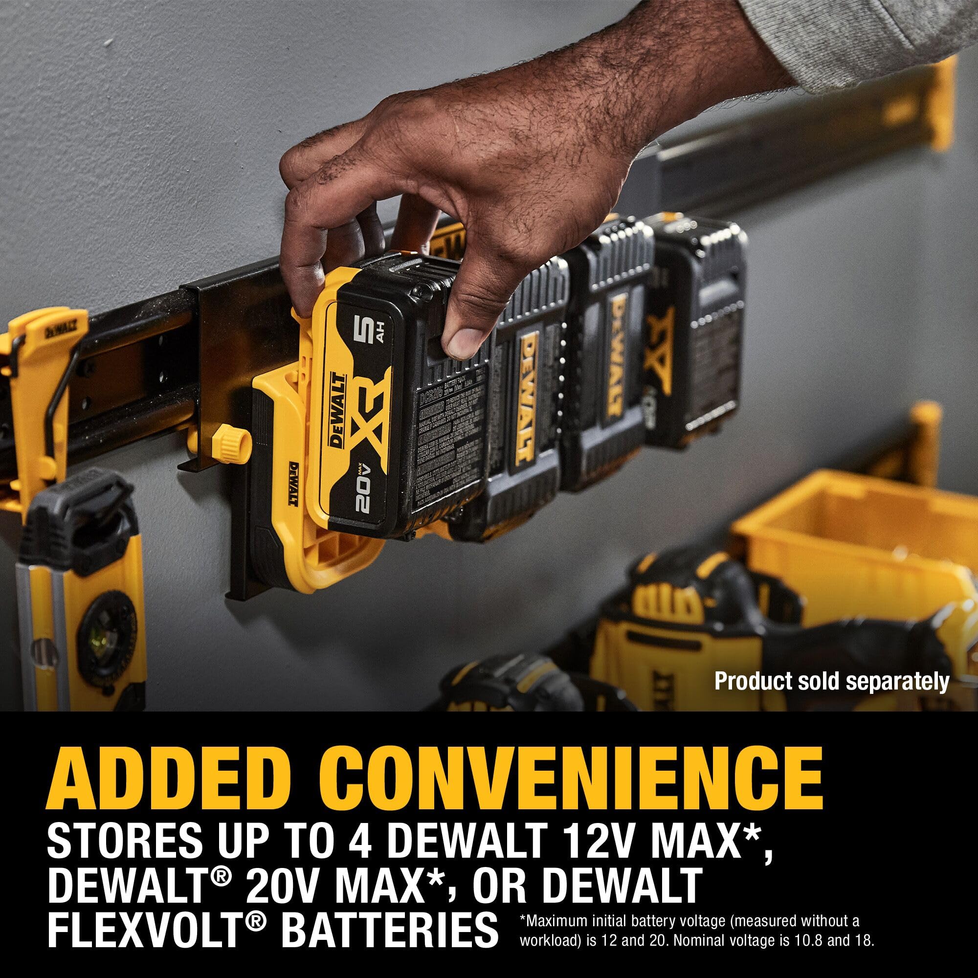 dewalt-dwst82819-battery-organizer-rail-holds-4-batteries-for-12v-20v-max-flexvo image 4