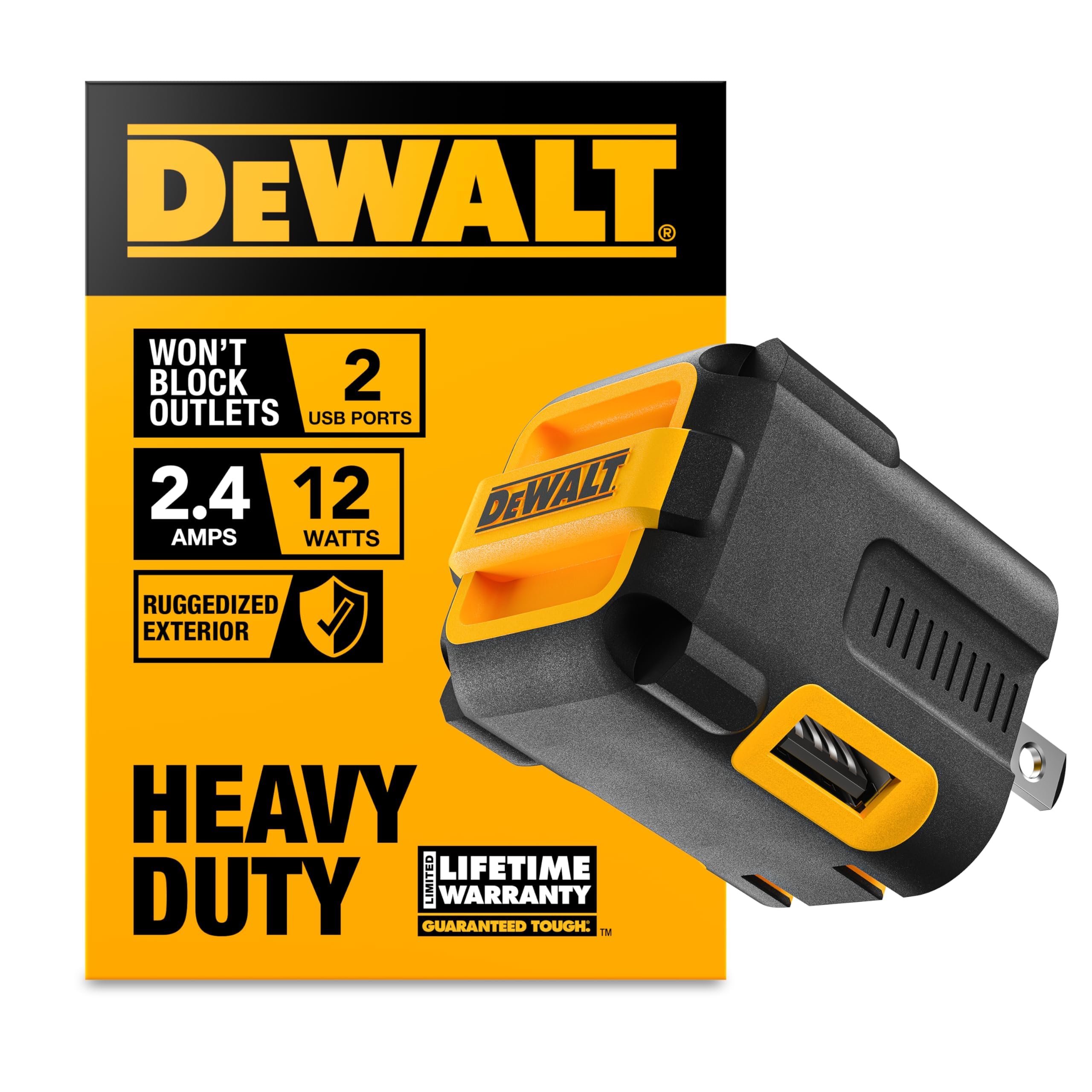 dewalt-neverblock-12w-dual-port-usb-wall-charger-foldable-plug image 1