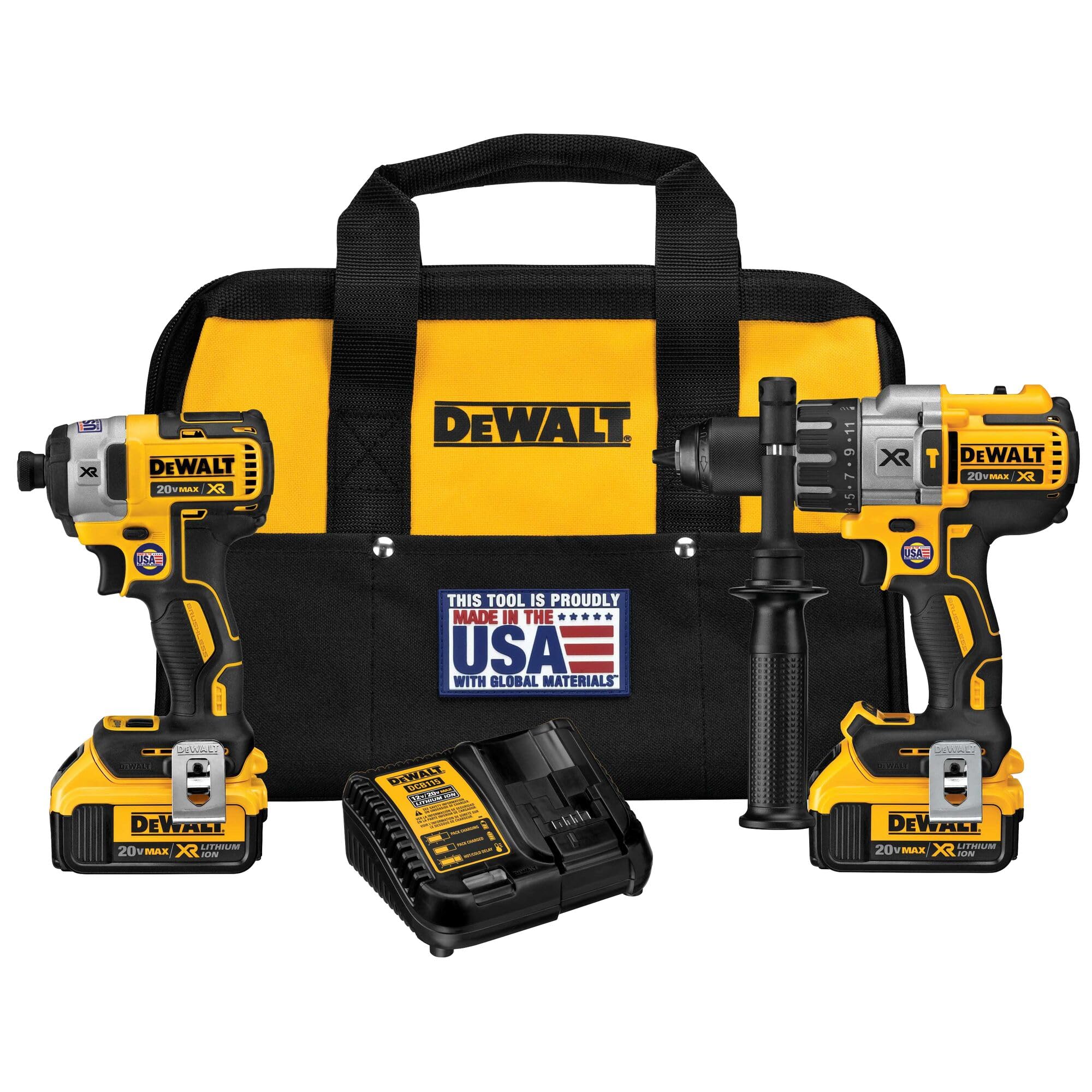 dewalt-dck299m2-20v-max-xr-hammer-drill-impact-driver-kit-with-4-0ah-batteries image 1