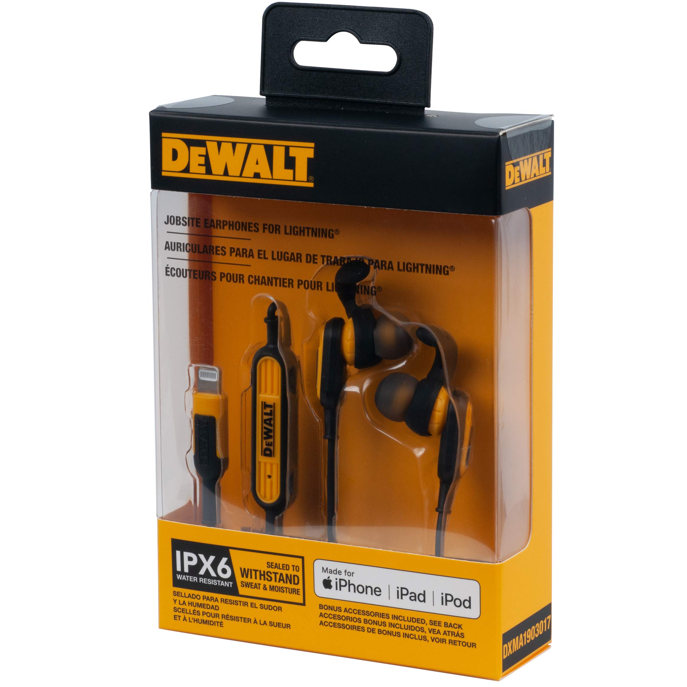 dewalt-heavy-duty-lightning-earphones-ipx6-water-resistant-wired-headphones-for- image 6
