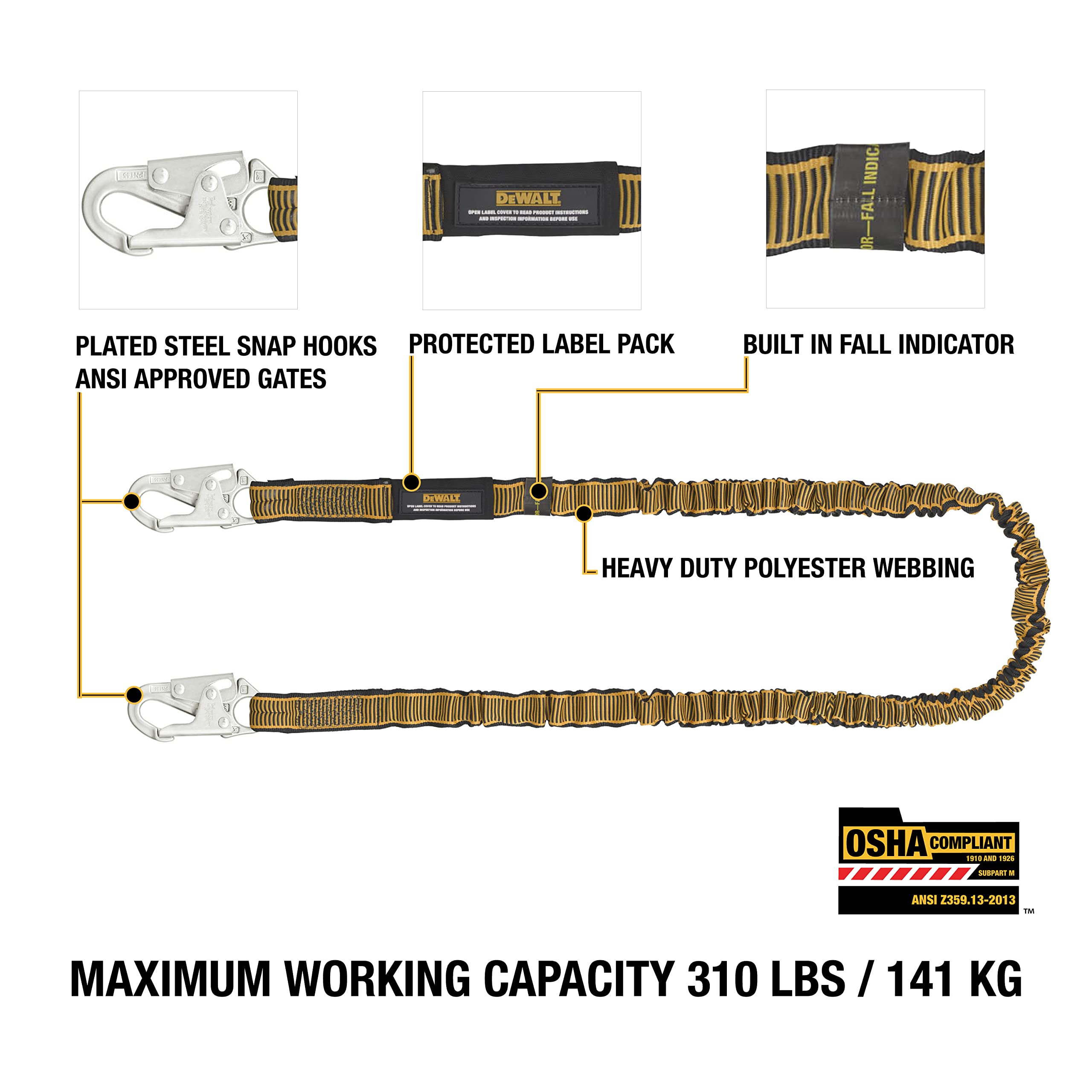 dewalt-6-foot-energy-absorbing-lanyard-with-built-in-fall-indicator image 2