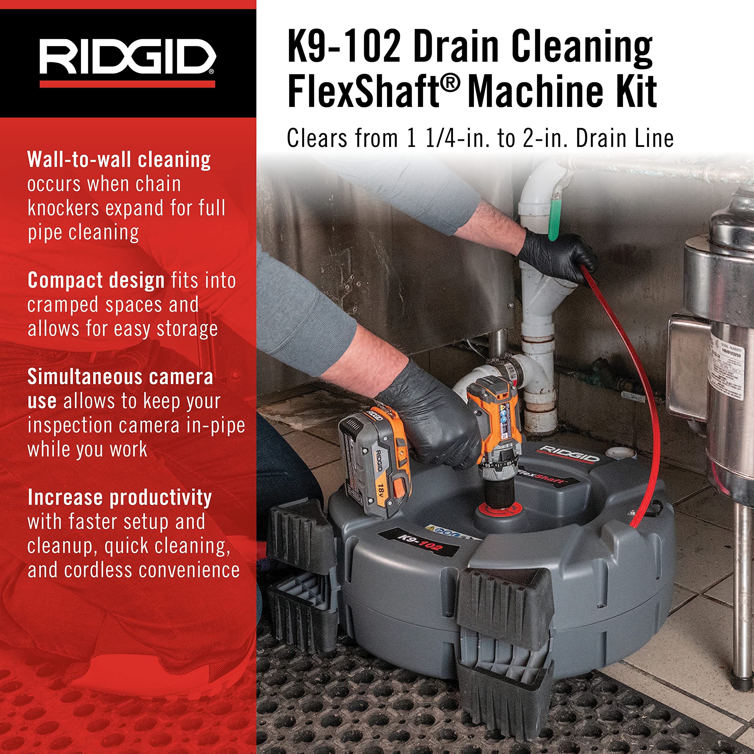 ridgid-k9-102-flexshaft-drain-cleaning-machine-kit-64263-for-1-1-4-2-in-pipes image 2