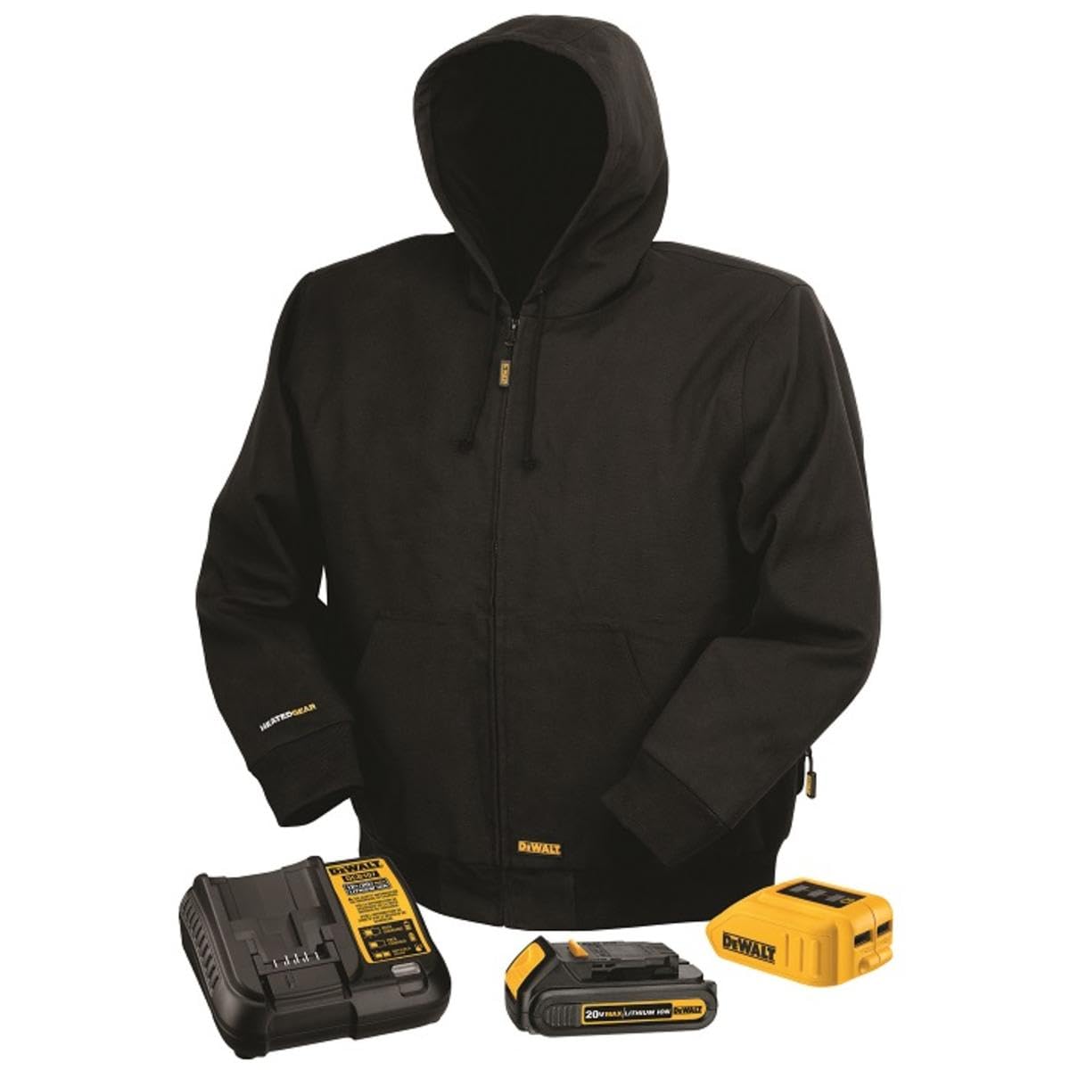 dewalt-dchj061c1-l-20v-12v-max-black-hooded-heated-jacket-kit-large image 1