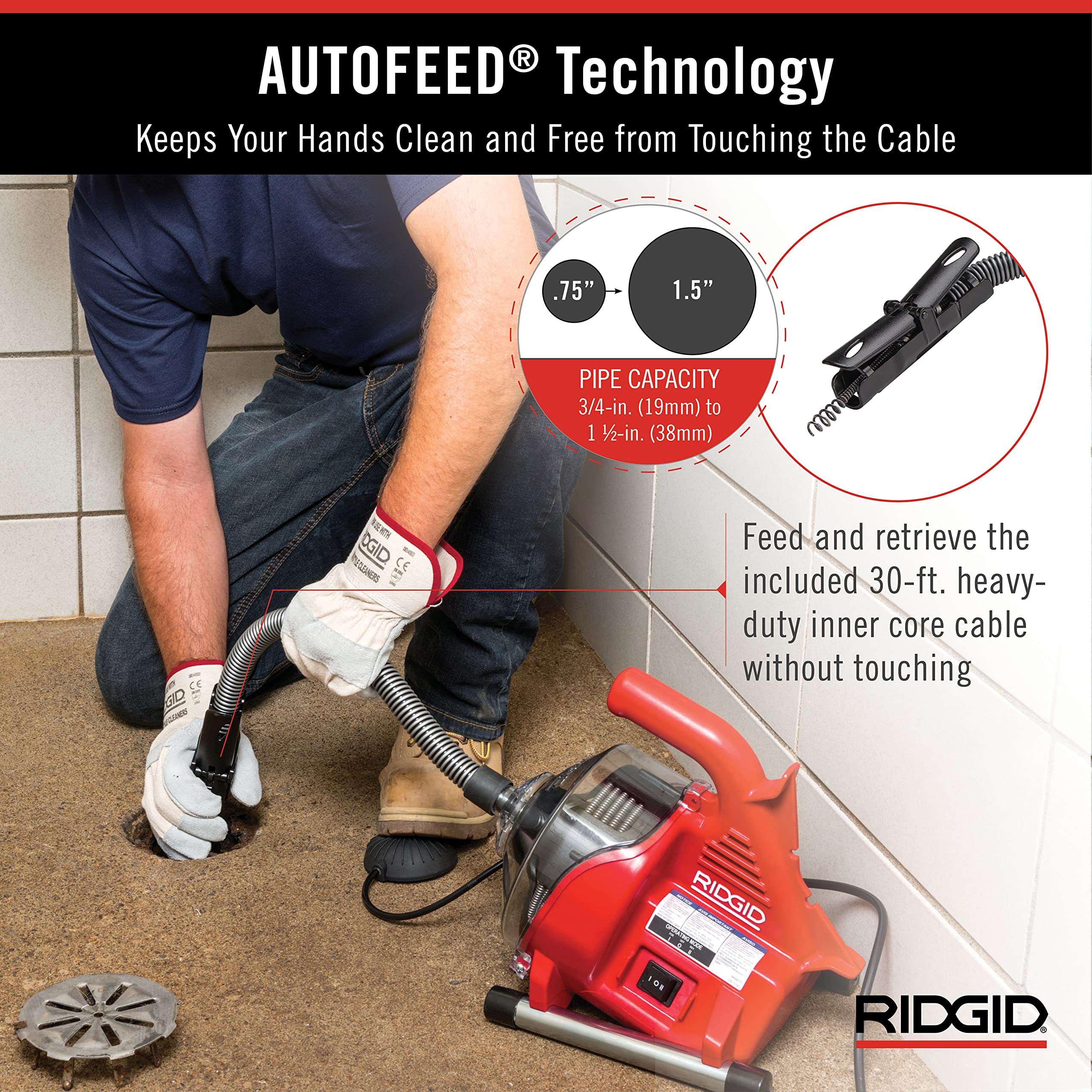 ridgid-55808-powerclear-120v-drain-cleaning-machine-kit-with-autofeed image 5