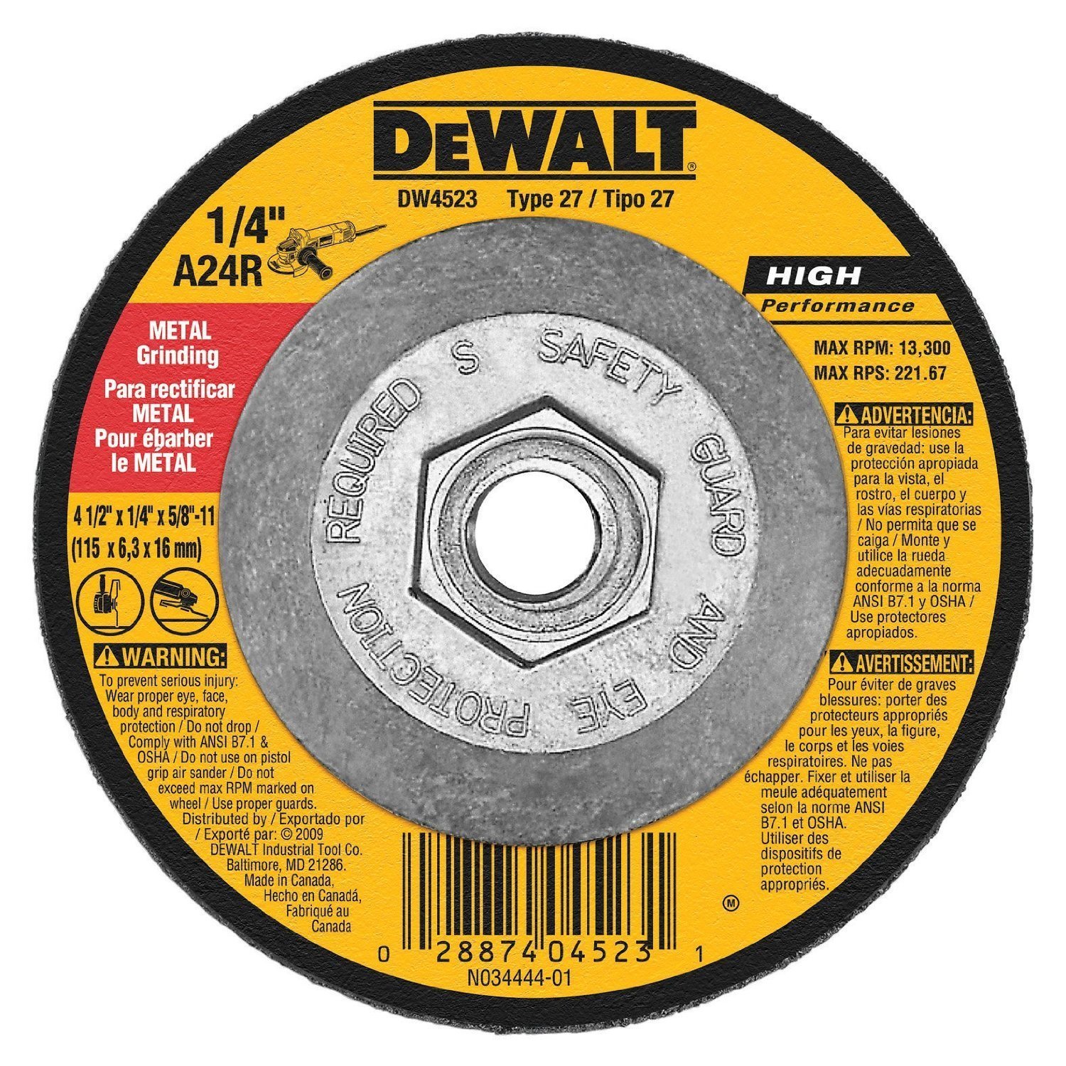 dewalt-dw4523-4-1-2-inch-type-27-metal-grinding-wheel-1-4-inch-x-5-8-inch image 6