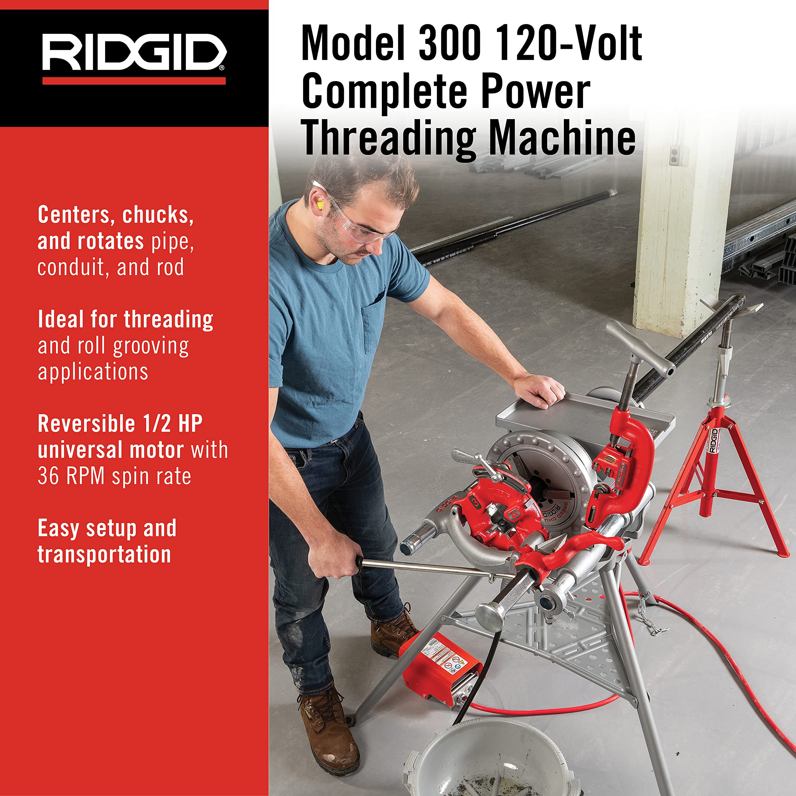ridgid-300-power-drive-complete-pipe-threading-machine-15682-38-rpm-with-die-hea image 2