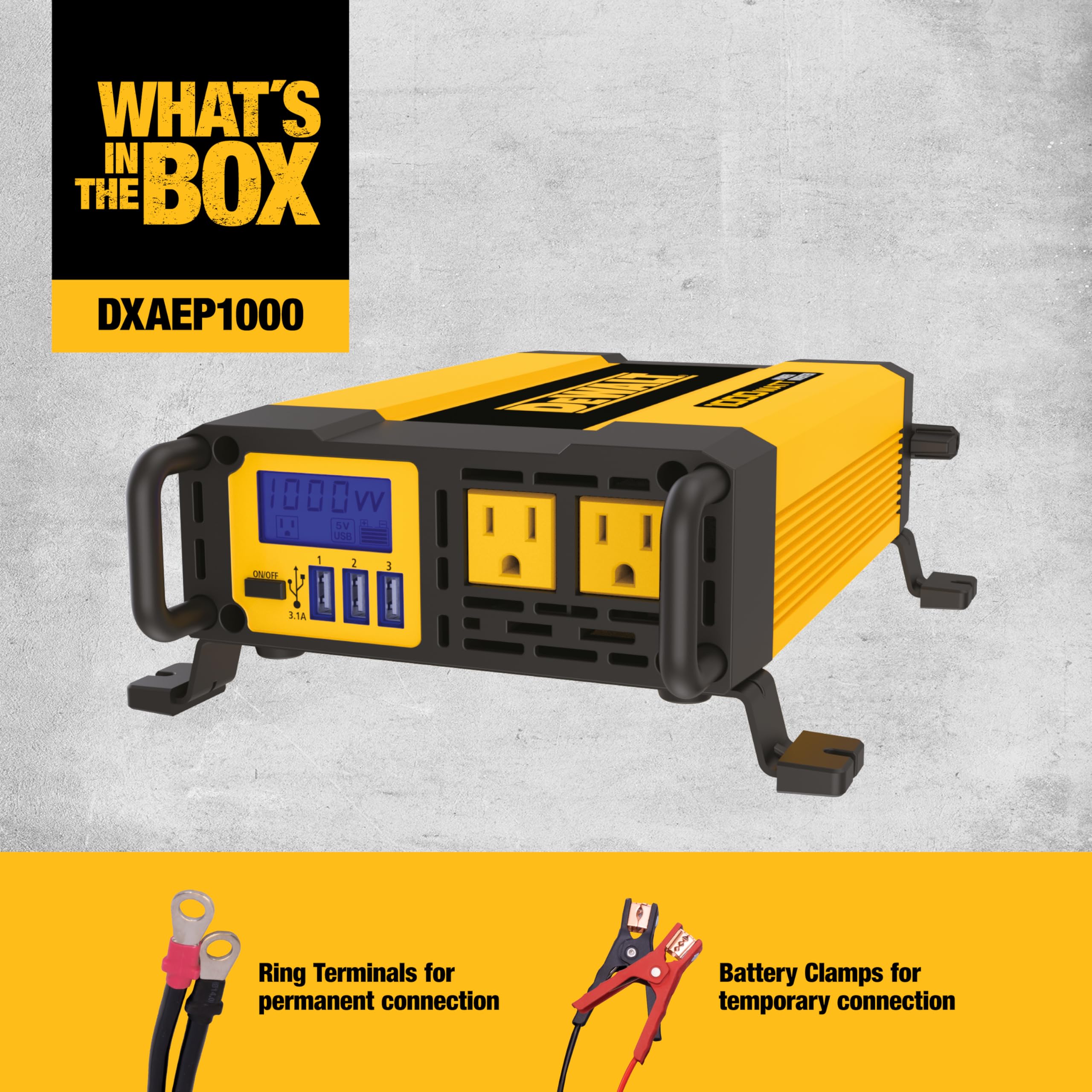 dewalt-dxaepi1000-1000w-power-inverter-with-lcd-and-dual-ac-outlets image 2