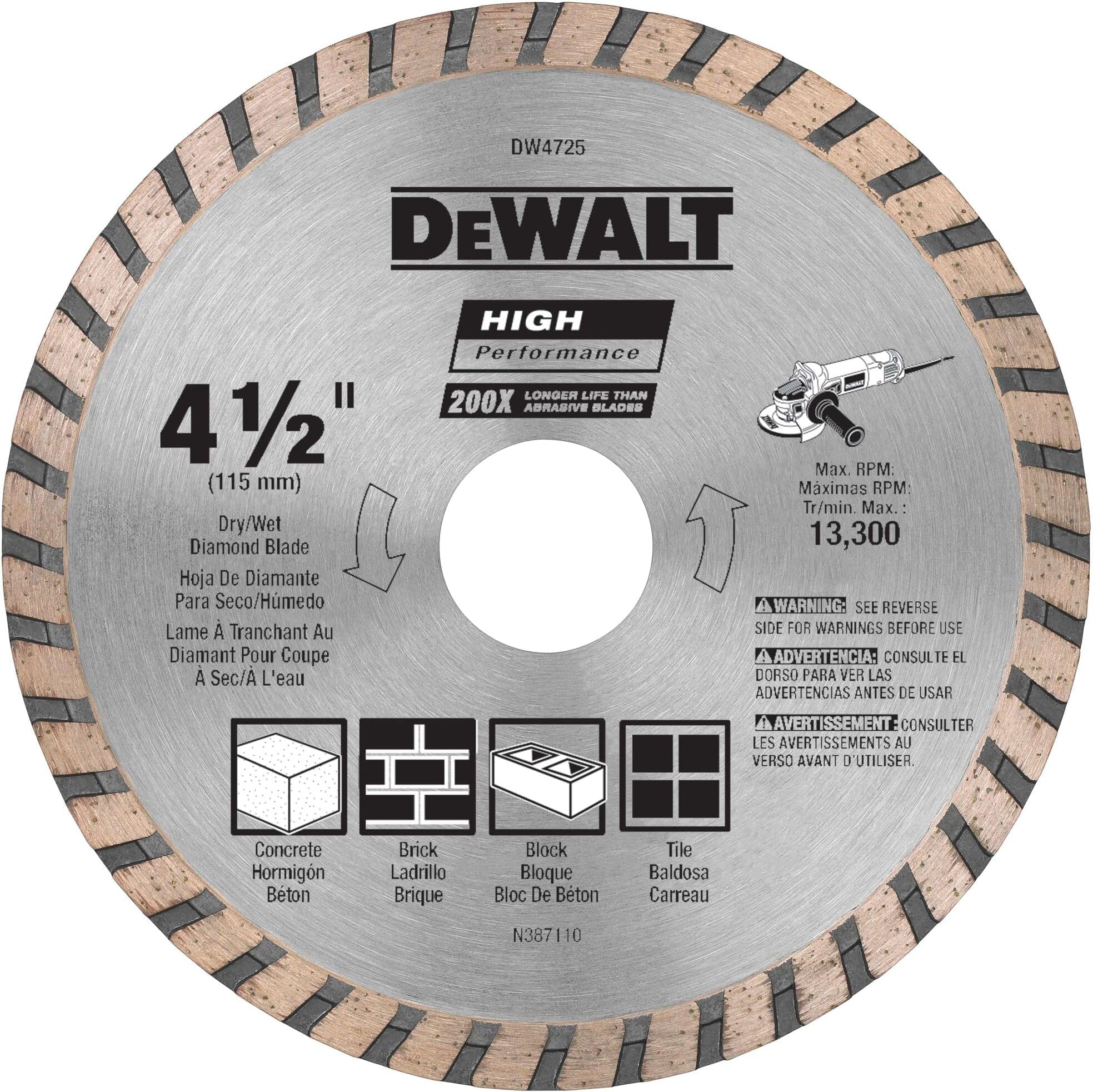 dewalt-dw4725-4-1-2-continuous-rim-diamond-blade-for-masonry-dry-cutting-7-8-arb image 8